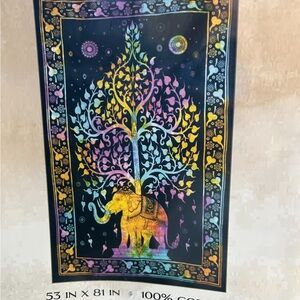 Spencer's Multicolor Elephant and Tree Tapestry